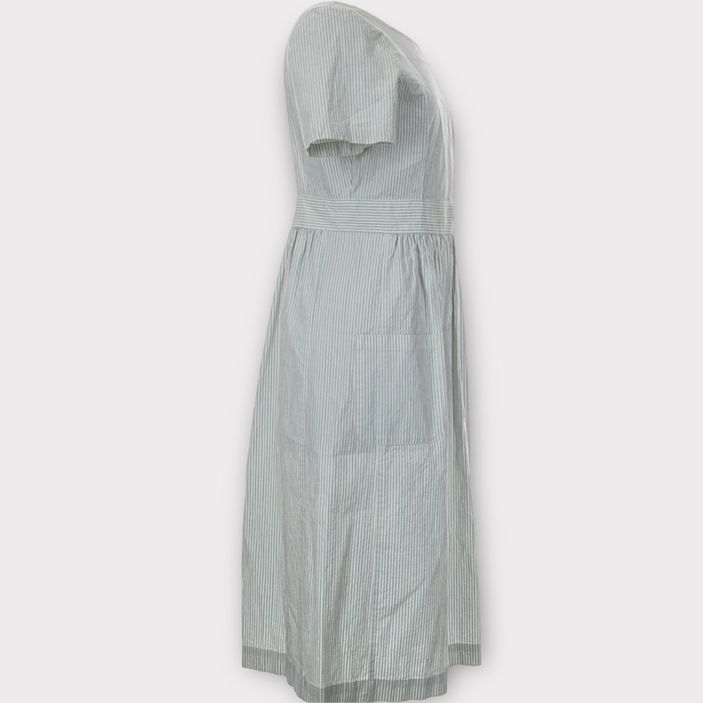 Sezane Robe Odalie Seersucker Bleu Ecru FR 40 / US 8 - Picture 7 of 14